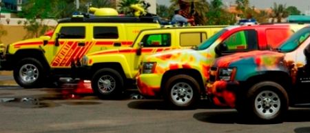 Dubai Civil Defence Hummer Chevrolet Fire Trucks